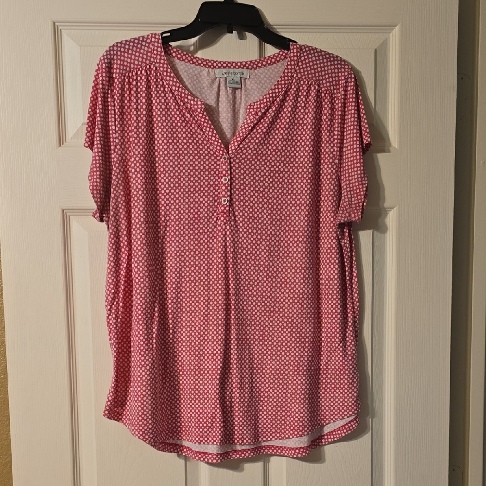Liz Claiborne Pink and White Relaxed Top